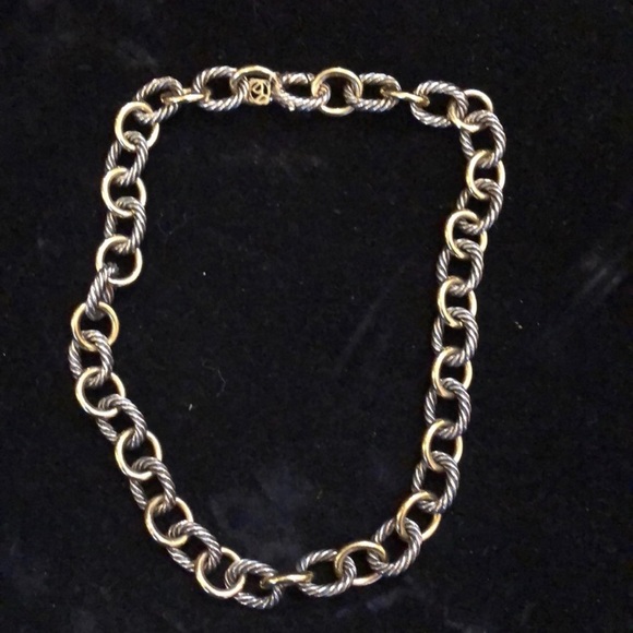 David Yurman 18kt and sterling oval link necklace - Picture 4 of 7